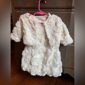 Girls white flower dress with jacket, size 2T
